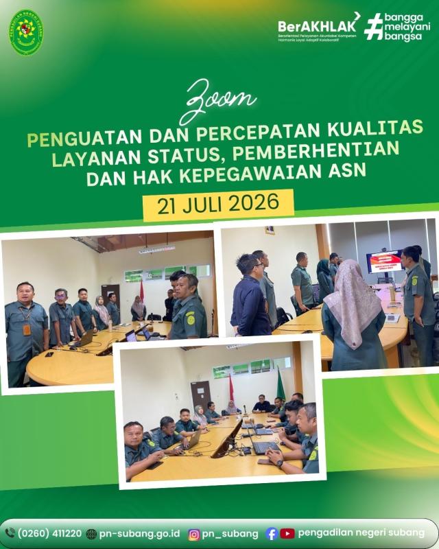 Zoom penguatan dan  percepatan kualitas layanan status pemberhentian dan hak pegawai ASN